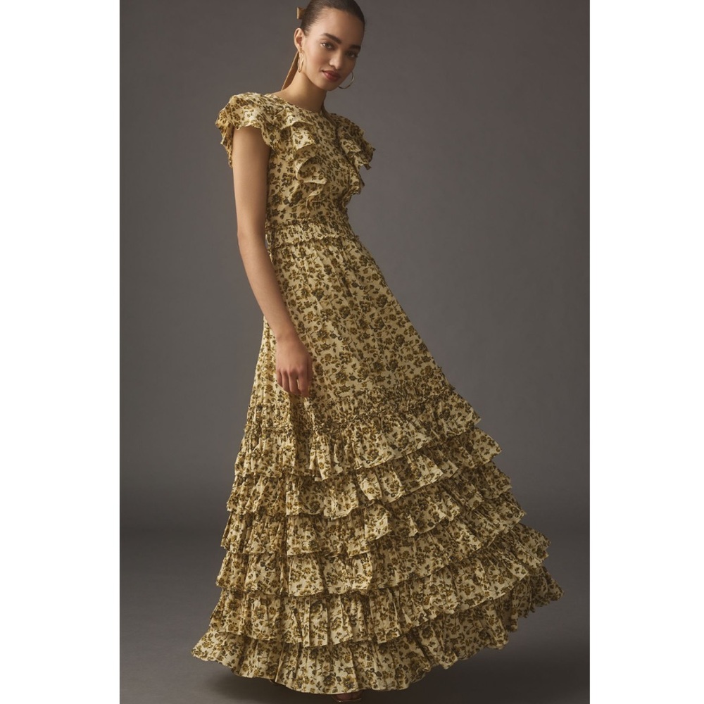 Anthropologie Mac Duggal Tiered Ruffle Dress